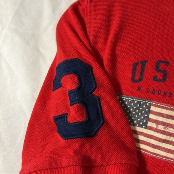Boys Polo Ralph Lauren Red White Blue Short Sleeve Polo Shirt- Size Boys M 10-12 - Picture 4 of 5